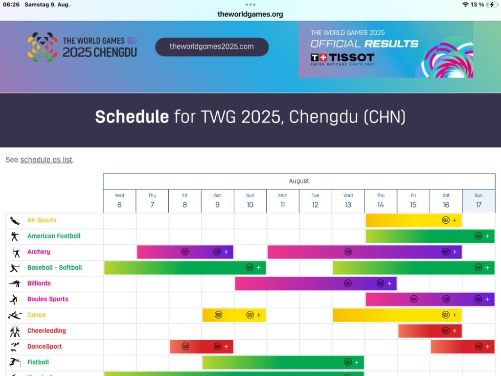 schedule chengdu
